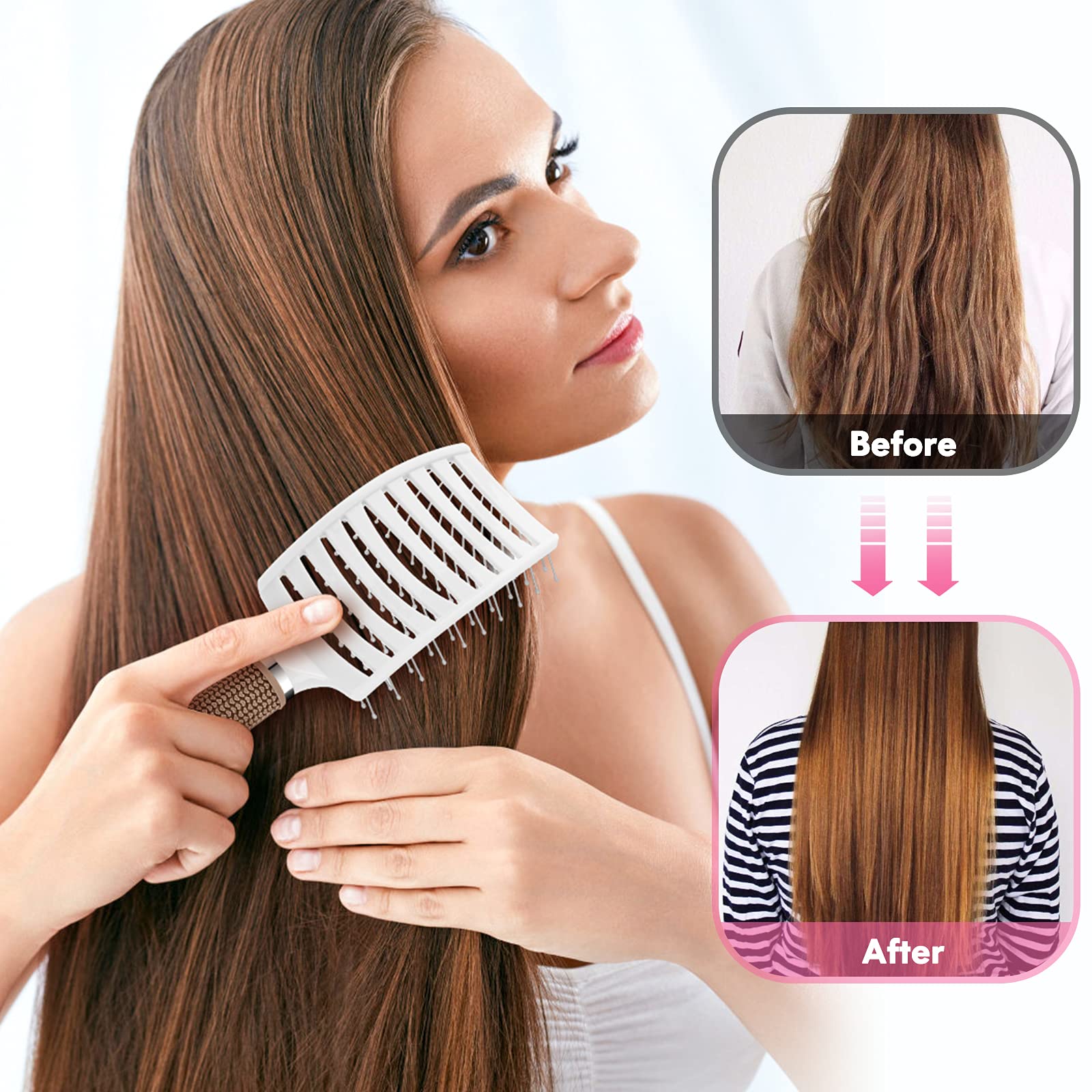  Bsisme paddle detangling brush with nylon bristles for smooth glide on damp or dry hair.