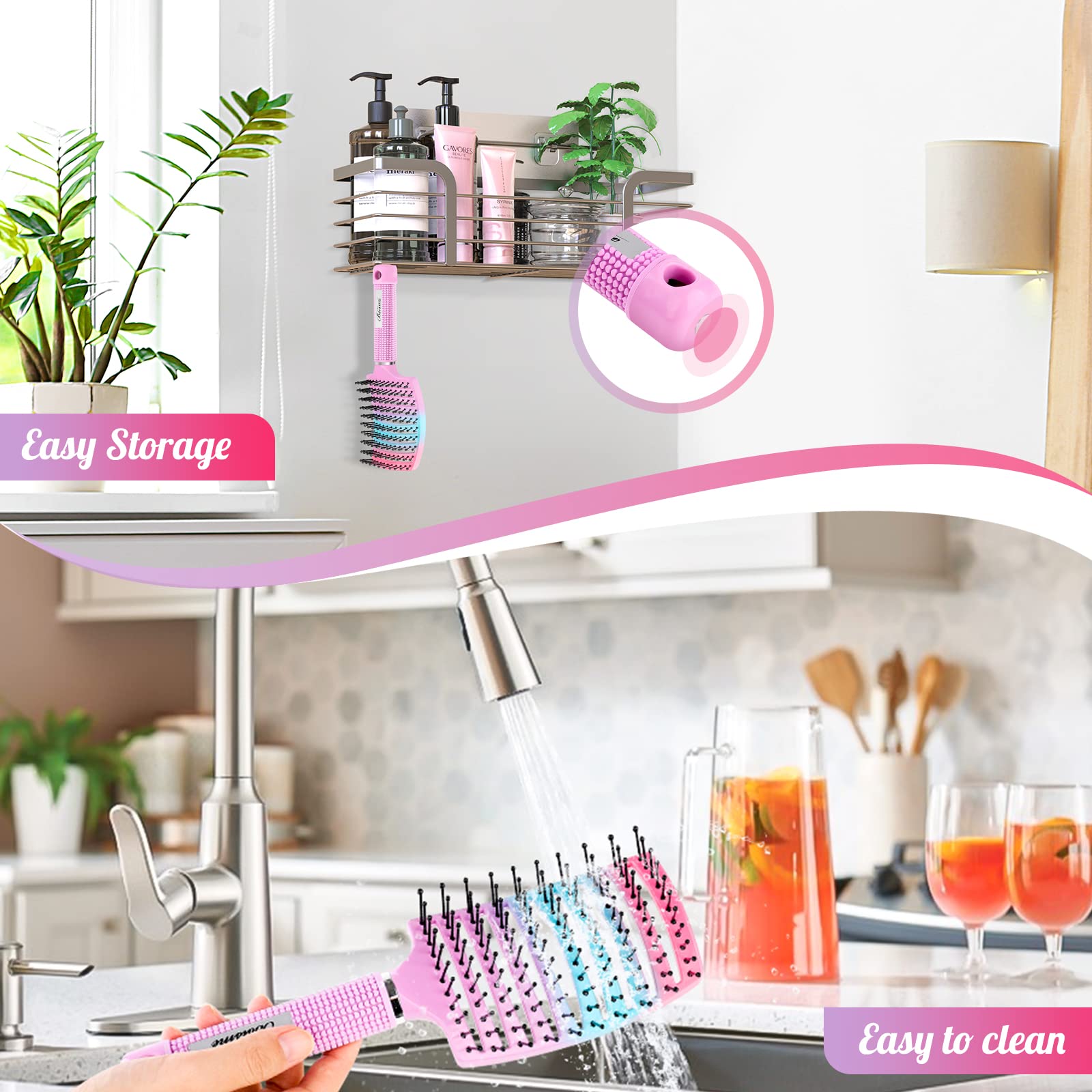 Bsisme wet-dry hair brush ideal for straight or curly hair.