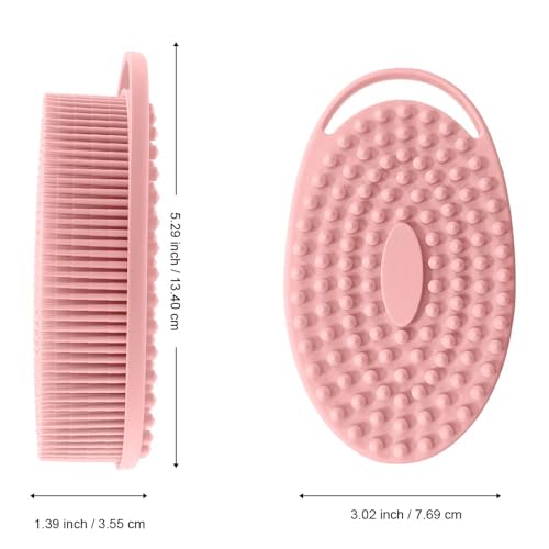 Bsofing cepillo corporal silicona, lado trasero con textura larga para limpieza profunda.