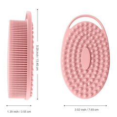Bsofing cepillo corporal silicona, lado trasero con textura larga para limpieza profunda.