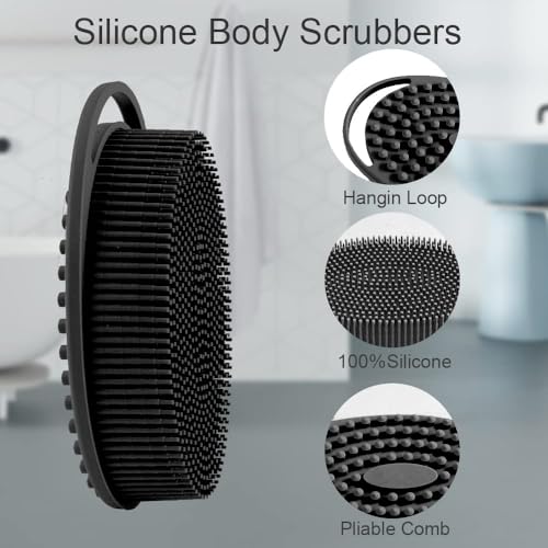 Bsofing cepillo cuerpo silicona, lado exfoliante con protuberancia para fricción suave.