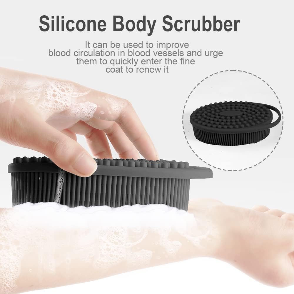 Bsofing cepillo cuerpo silicona con mango y orificio para colgar.