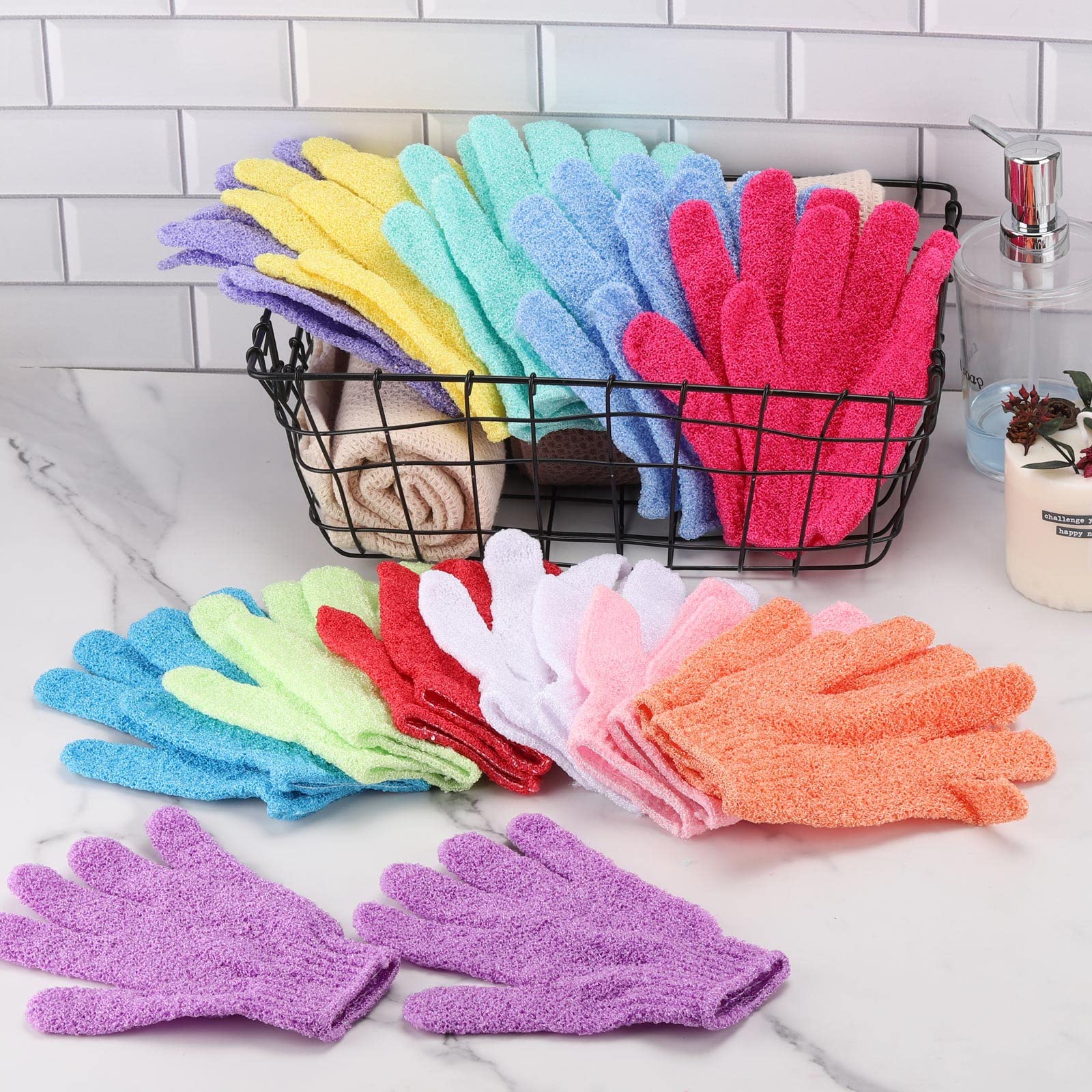 BTYMS guantes exfoliantes para ducha, conjunto de 24 piezas listo para usar
