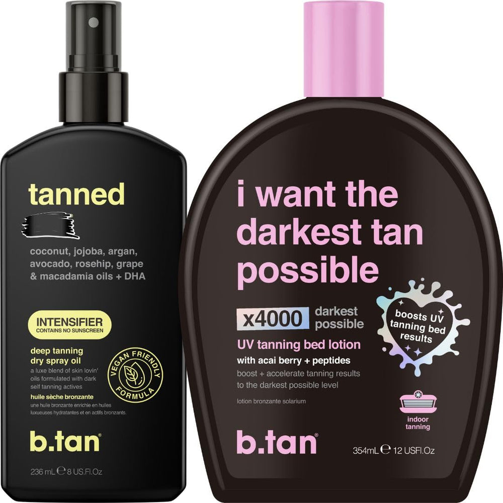 B.TAN Aceite bronceador tintado en botella, bronceado rápido y uniforme.