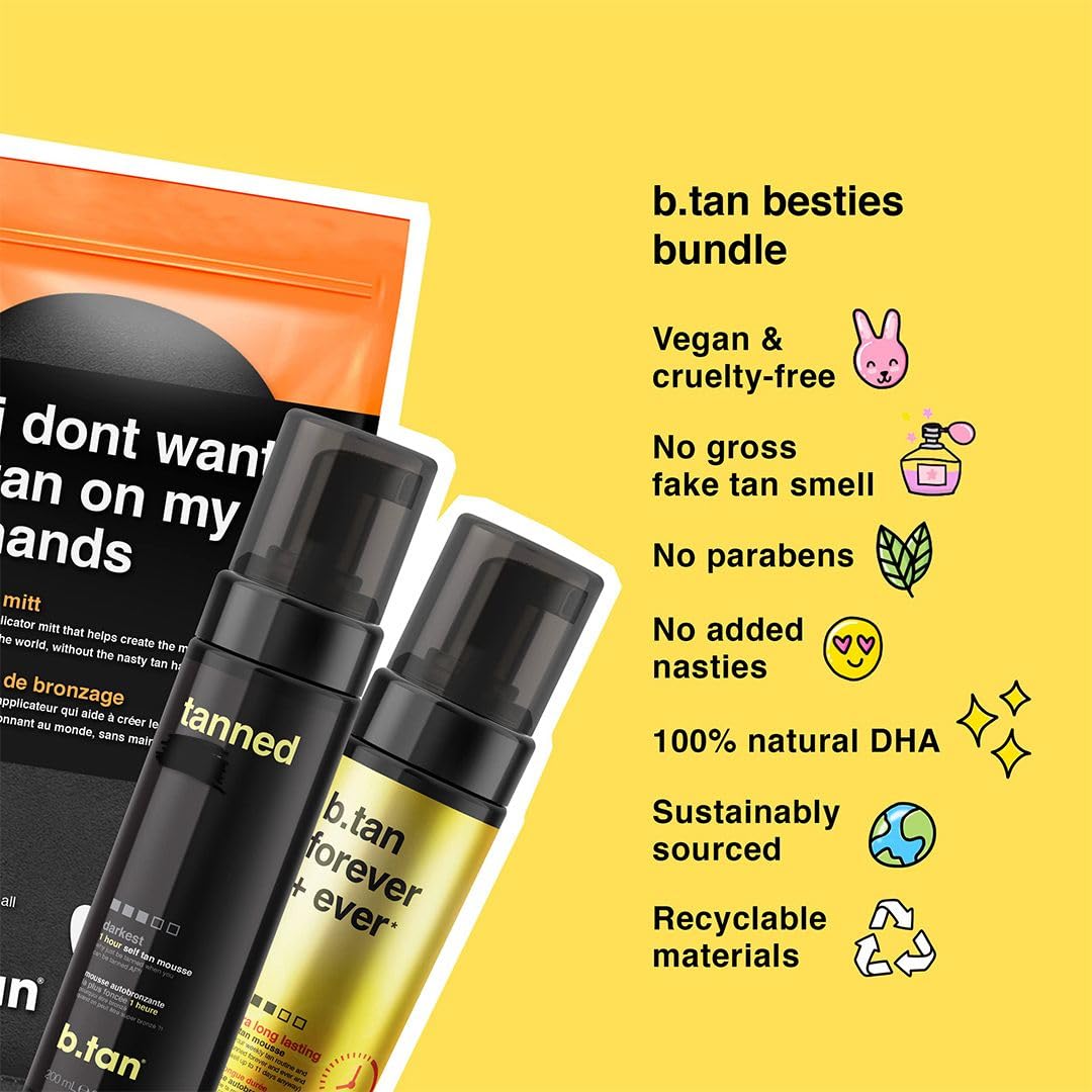 B.TAN Besties Bundle mitt applicator glove for smooth, even coverage