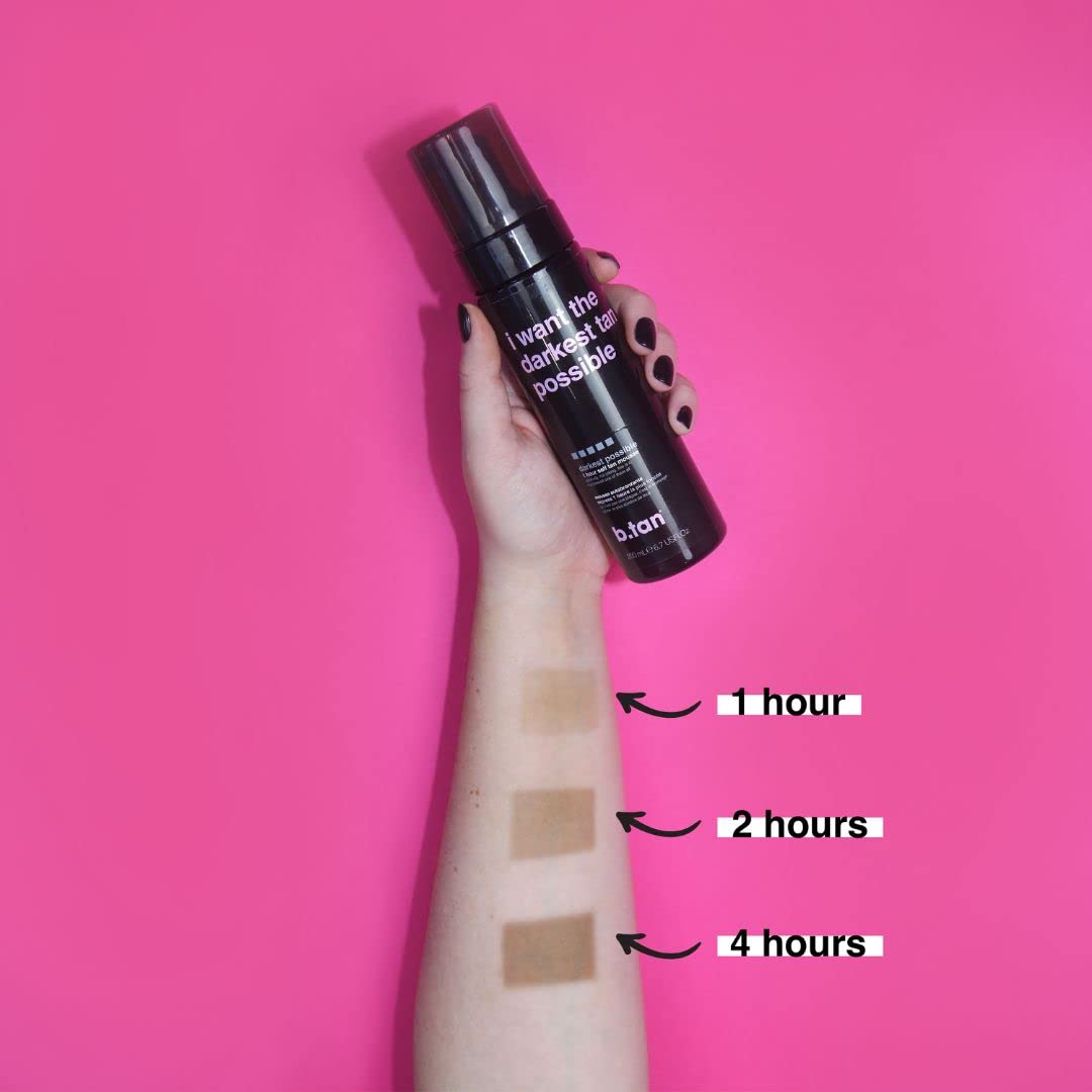 Bronceado de B.TAN con brillo natural para piel radiante.