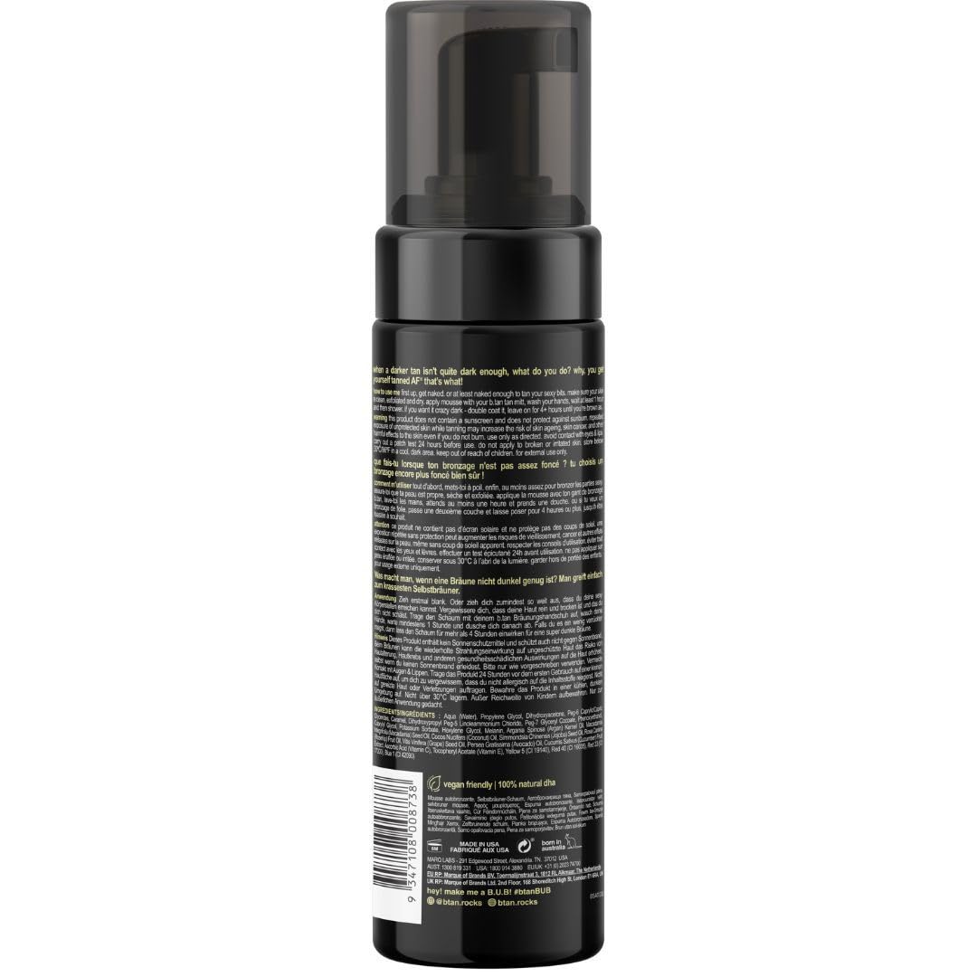 b.tan mousse oscura aplicación uniforme para tono bronceado parejo