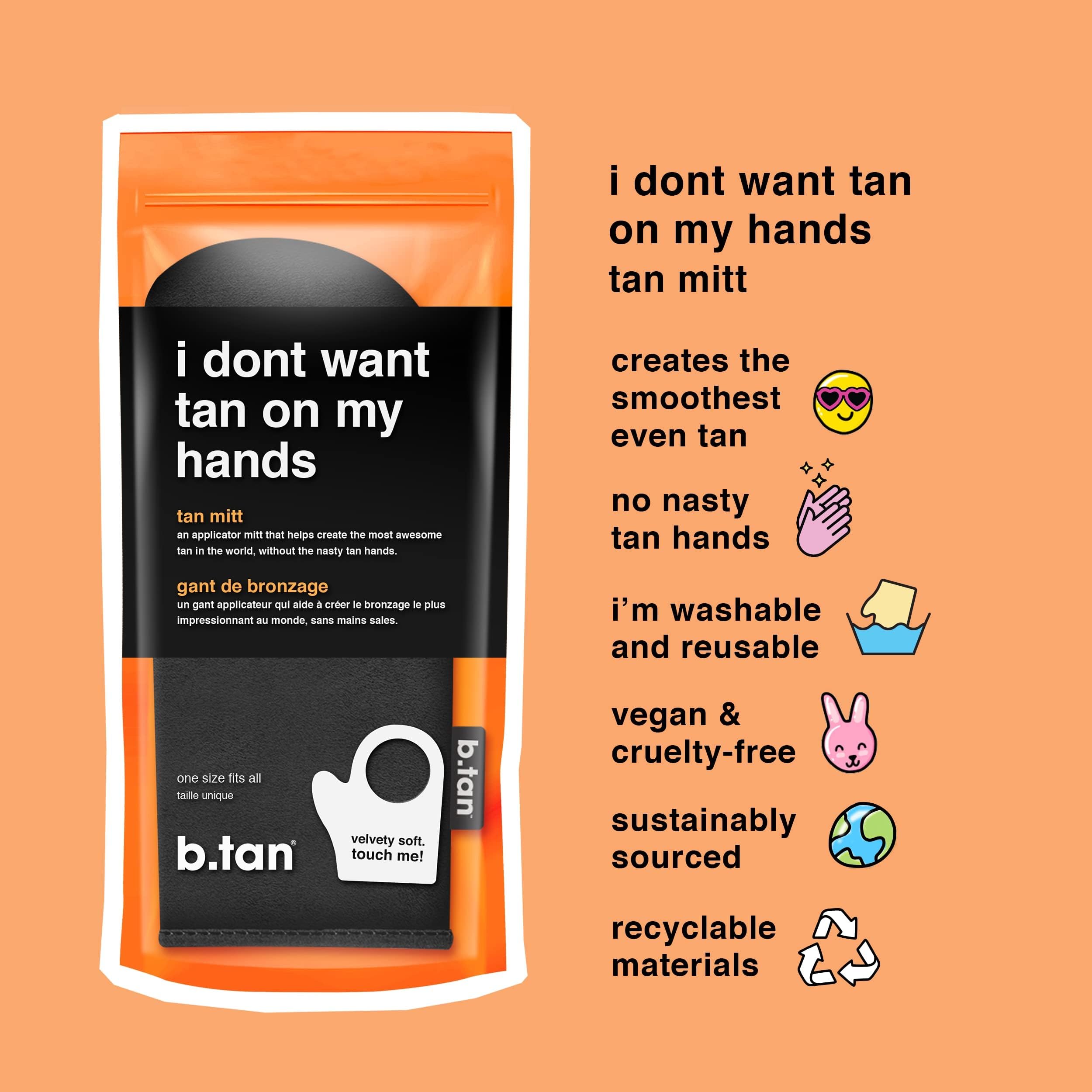 B.TAN double-sided mitten design enables easy tanning with a dedicated thumb.