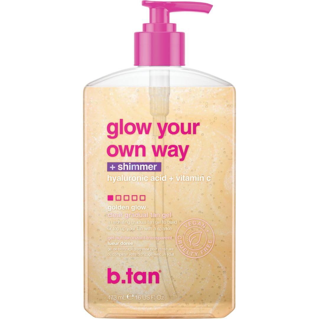 B.TAN gel bronceado gradual con brillo claro para piel radiante