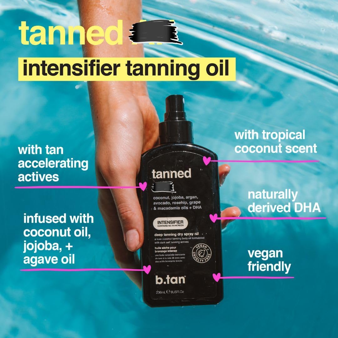 B.TAN Loción UV oscura, aplicación uniforme para bronceado profundo.