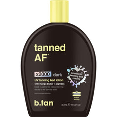 B.TAN btan-lotion-uv-bronceador-oscuro muestra el frasco para un bronceado intenso.