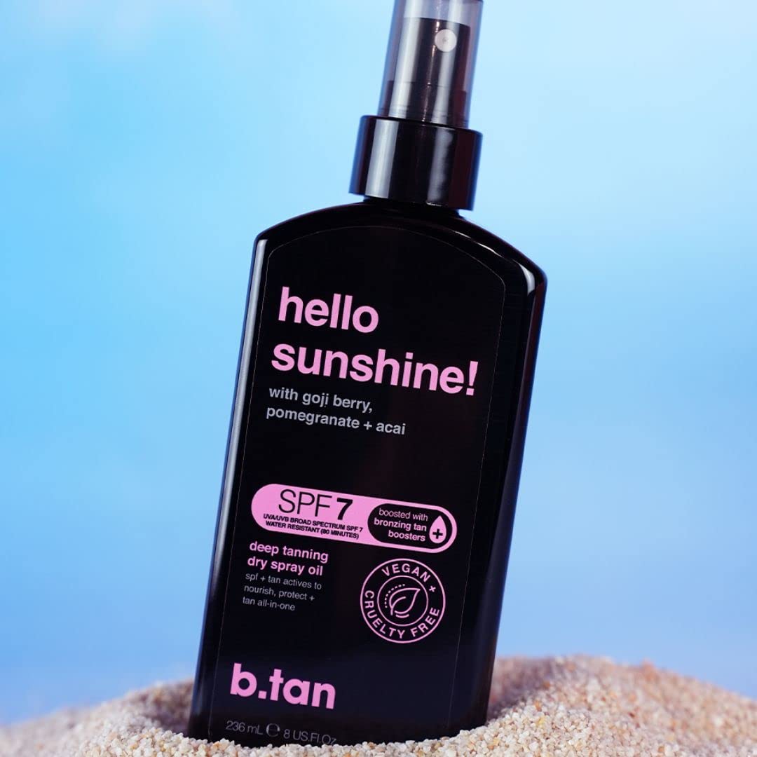 Uso externo de B.TAN para bronceado progresivo durante actividades al aire libre.