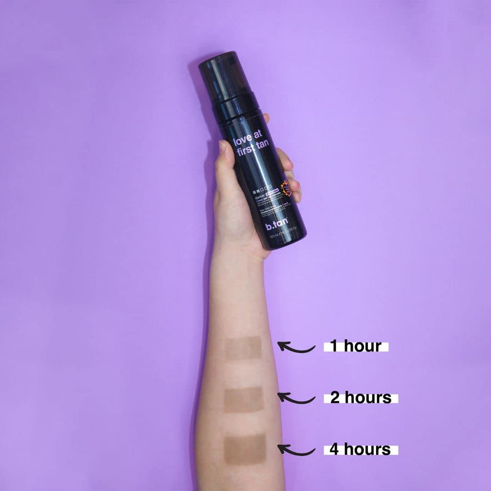 Muestra color bronceado de B.TAN Violet en piel