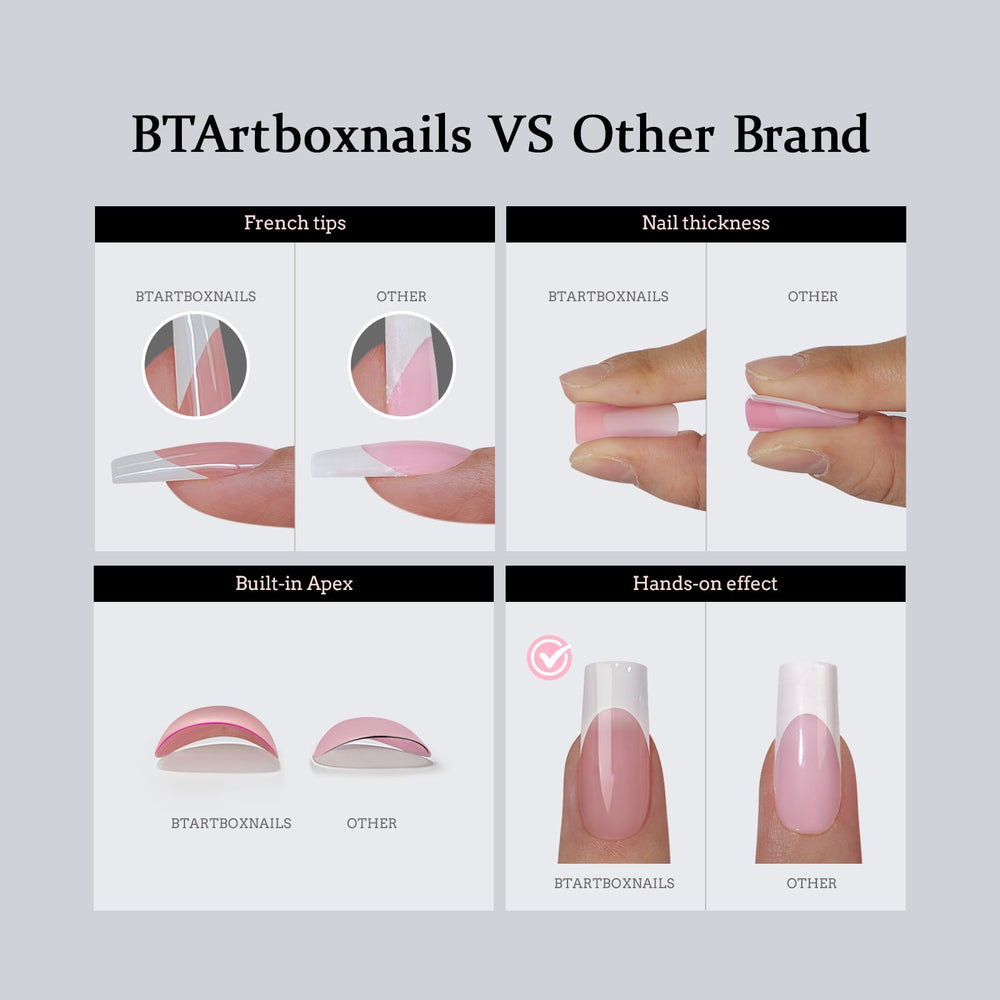 BTArtbox 16 sizes nail tips image demonstrates versatile at home styling.