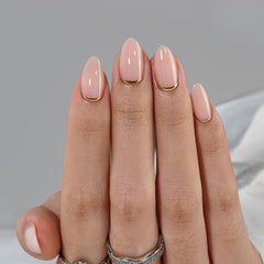 BTArtbox Uñas postizas estilo almendra base nude translúcido