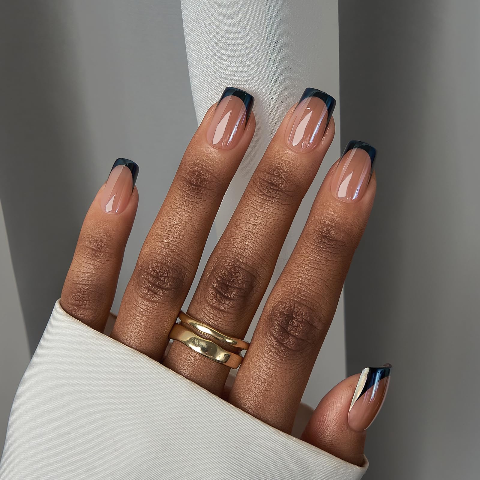 BTArtbox Braveheart uñas cortas cuadradas en negro para uso diario