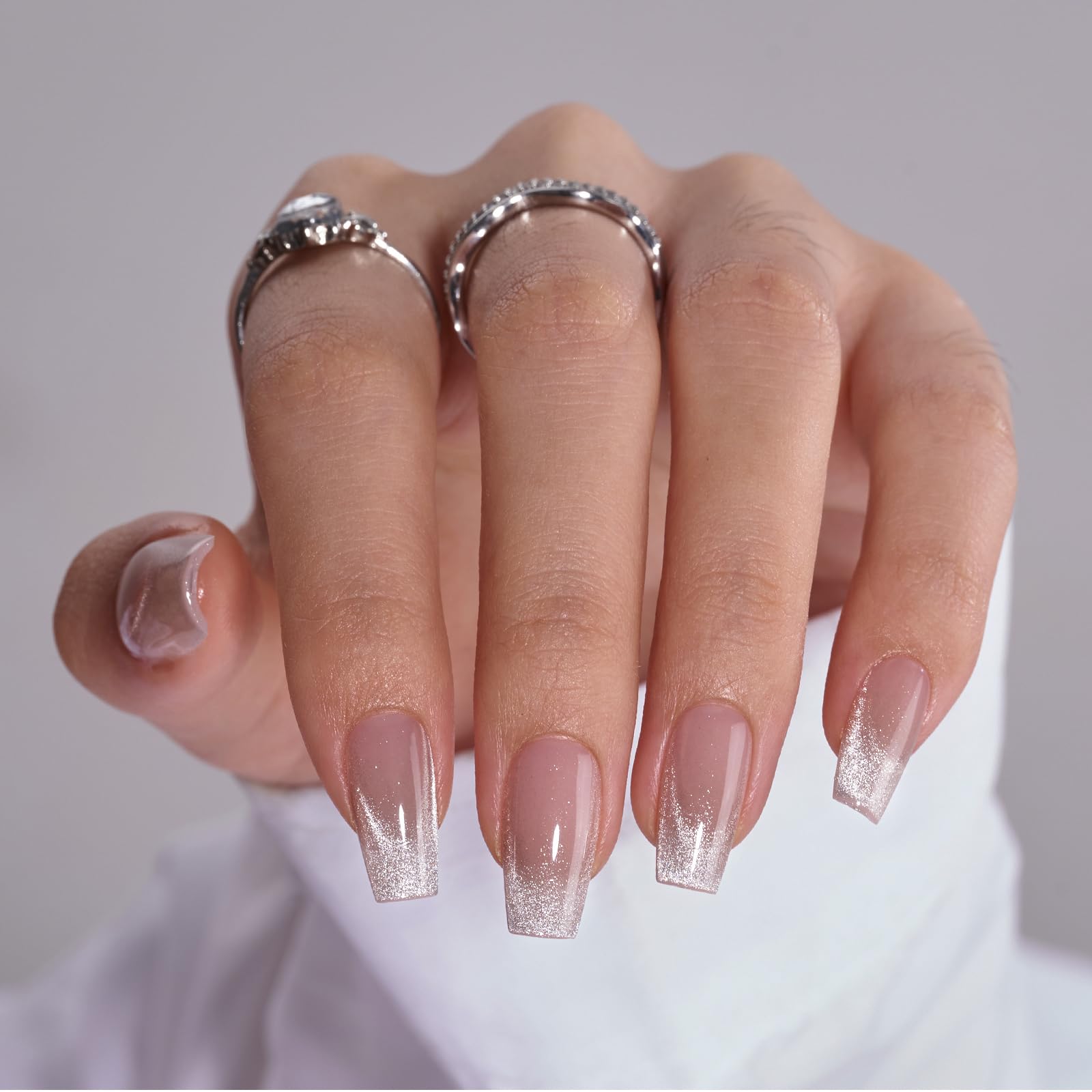 BTArtbox cat eye French tip nails close-up showing chic design