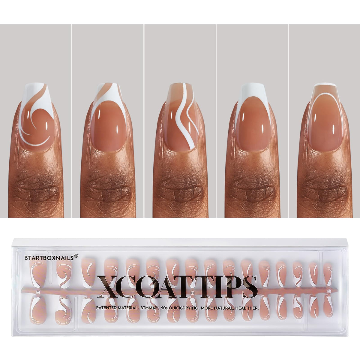 BTArtbox french tip swirl nails for at home salon look and easy styling.