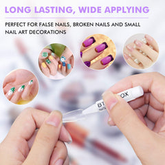 Kit BTArtbox de 8 tubos para fijar múltiples uñas de forma eficiente.