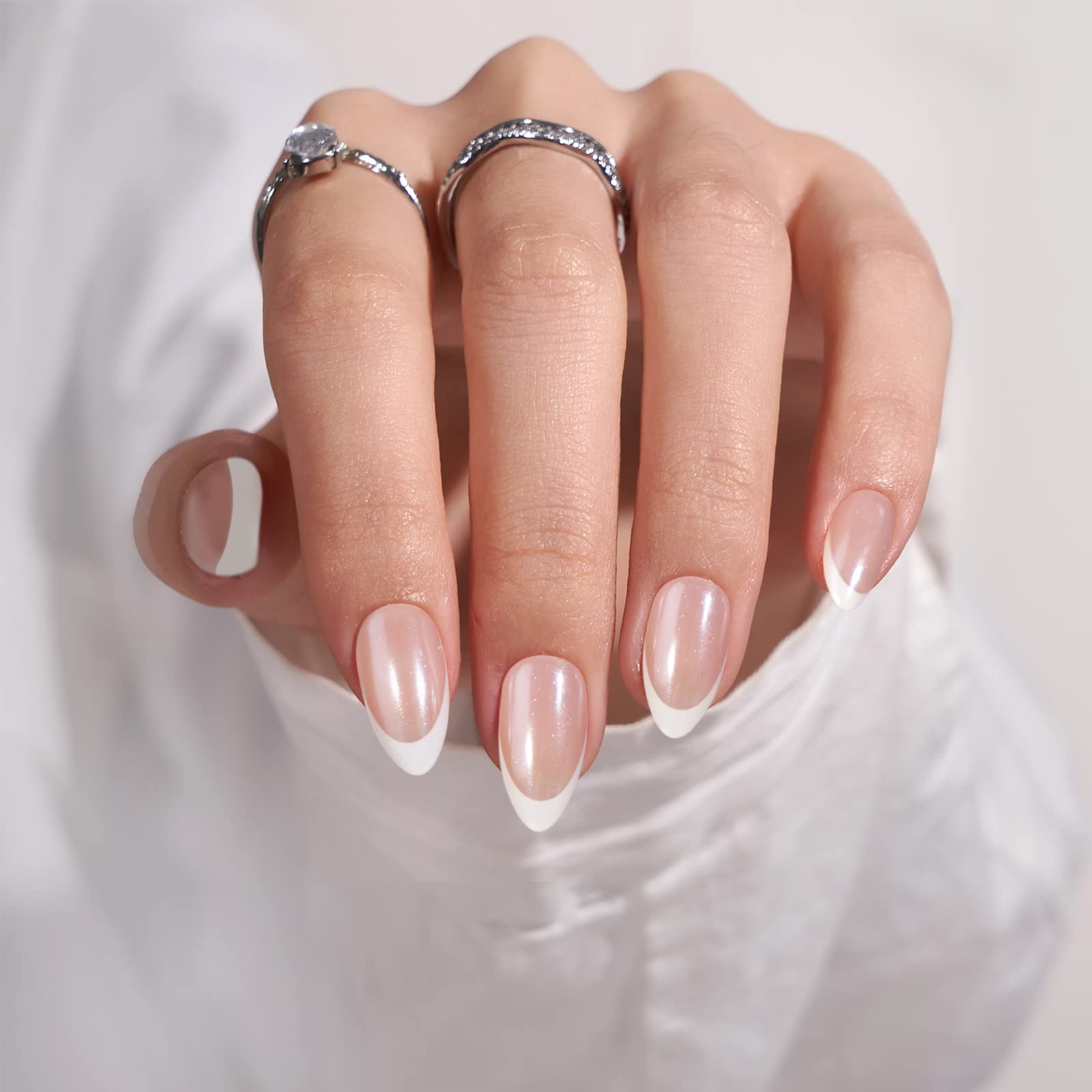 BTArtbox kit uñas falsas blancas almendra con caja de almacenamiento