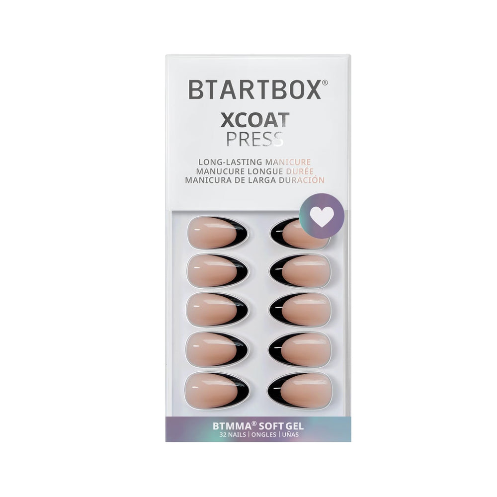 BTArtbox kit de uñas con pegamento suave y tapas para fijación segura.