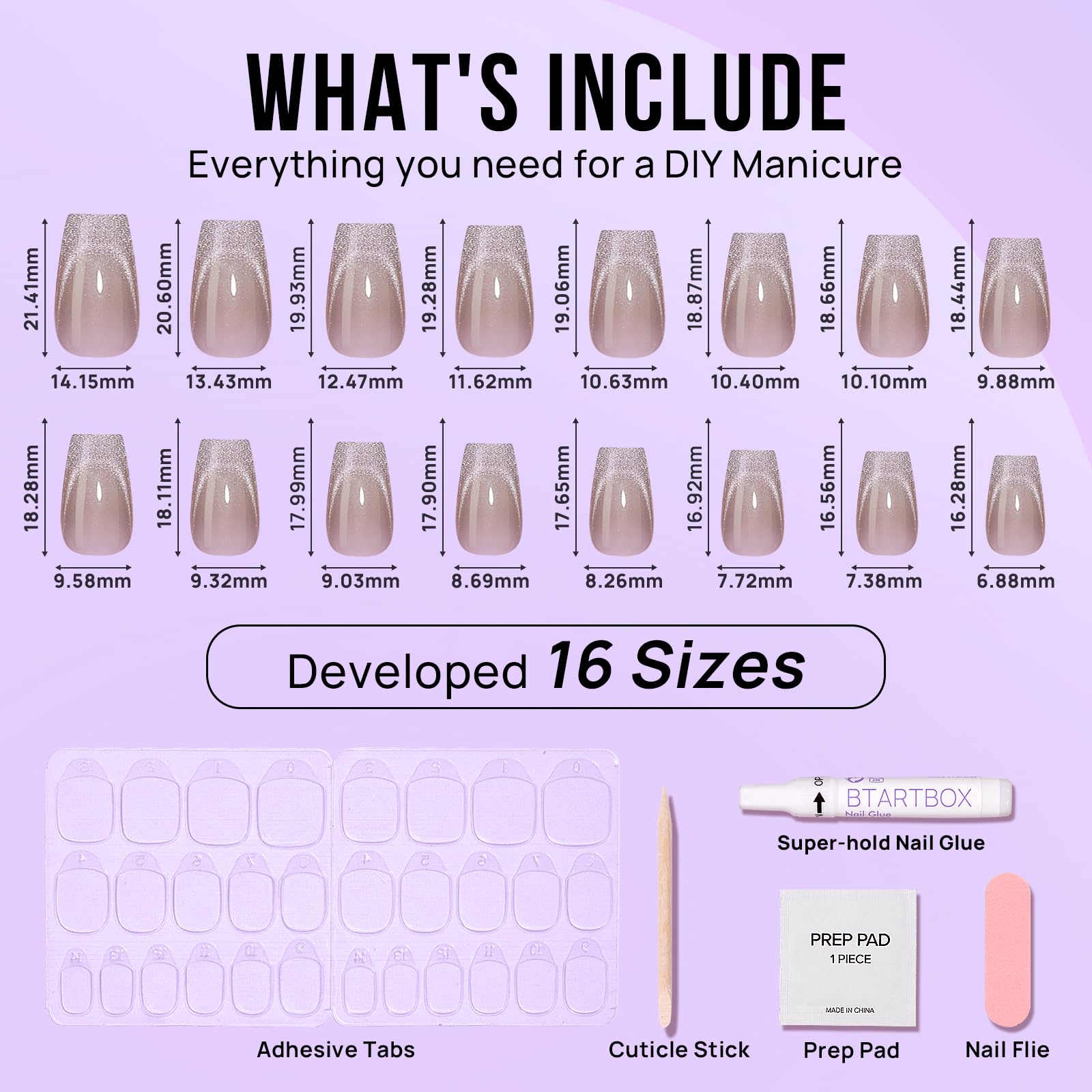 BTArtbox nail glue and adhesive tabs kit included for secure application