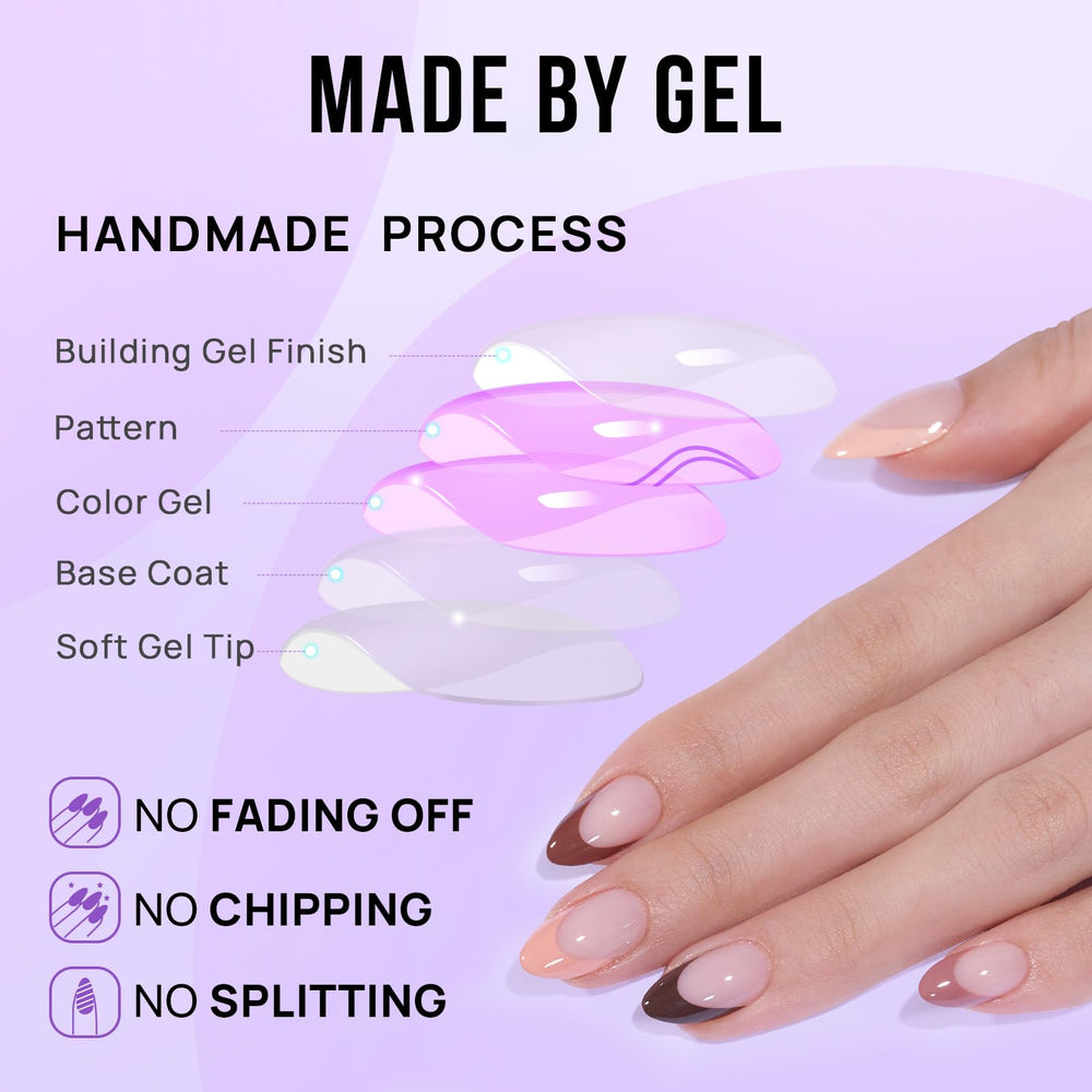 BTArtbox Seamless cuticle line on almond tips for natural appearance