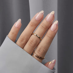 BTArtbox short almond nails press-on with gel shine for long-lasting wear.