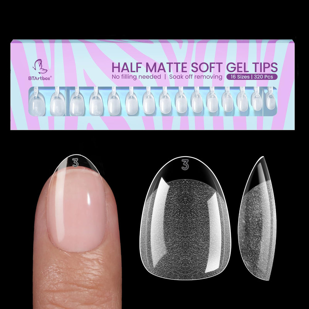 BTArtbox tips de uñas almendra extra corto con acabado natural y ajuste cómodo.