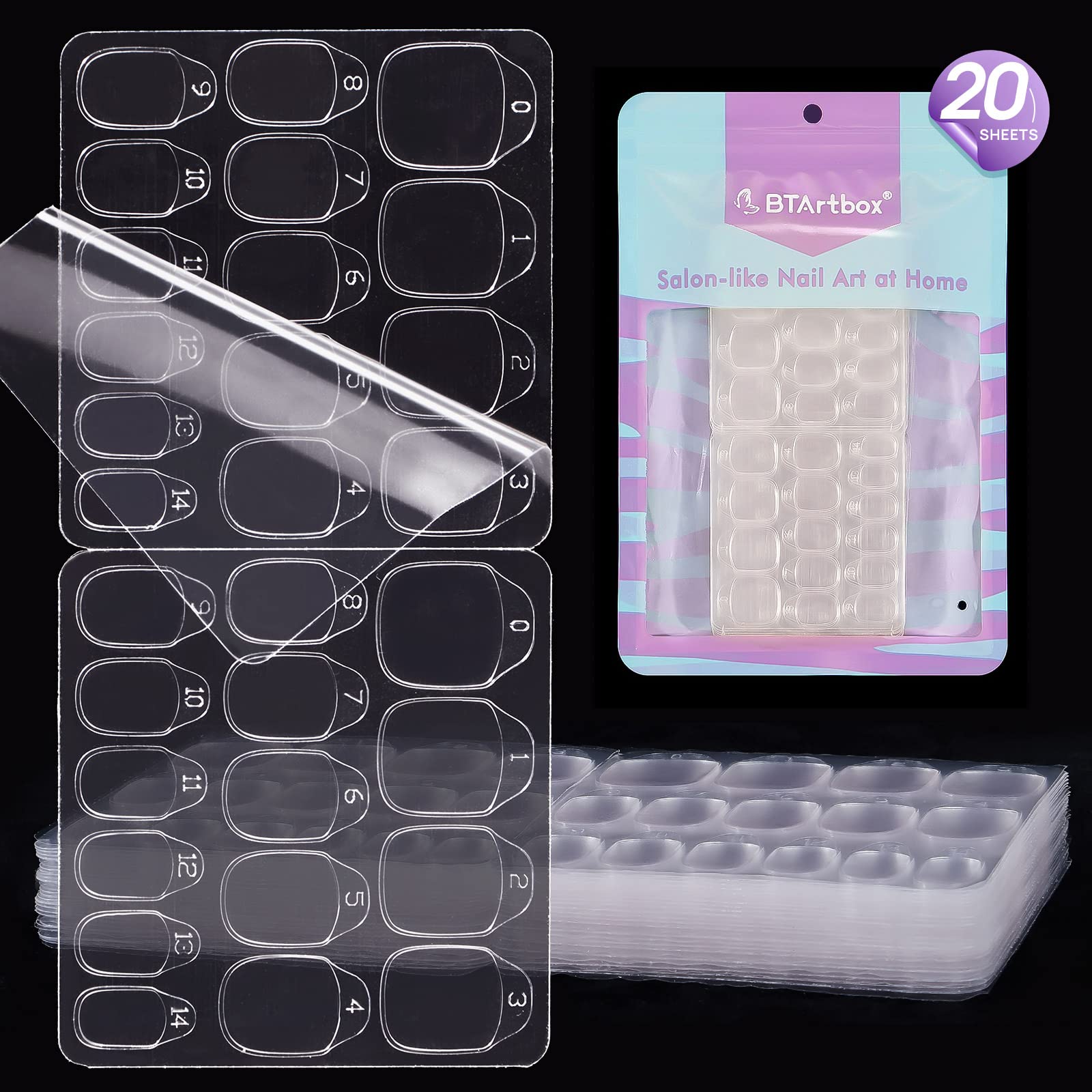 BTArtbox tiras adhesivas para uñas, 20 hojas, fácil aplicación