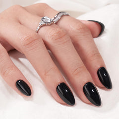 BTArtbox uñas almendra negras con gel, aspecto natural y duradero