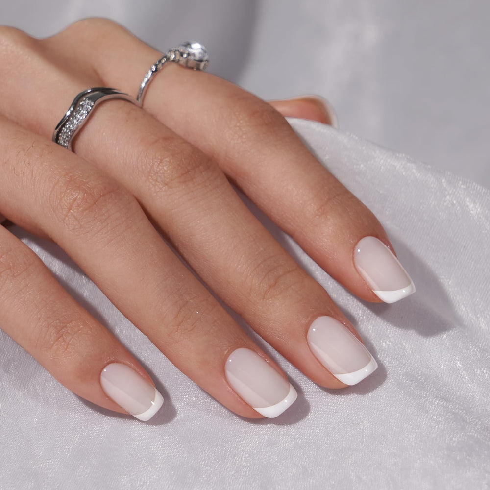 BTArtbox uñas Frances Blanco cuadradas con lima doble cara para acabado suave