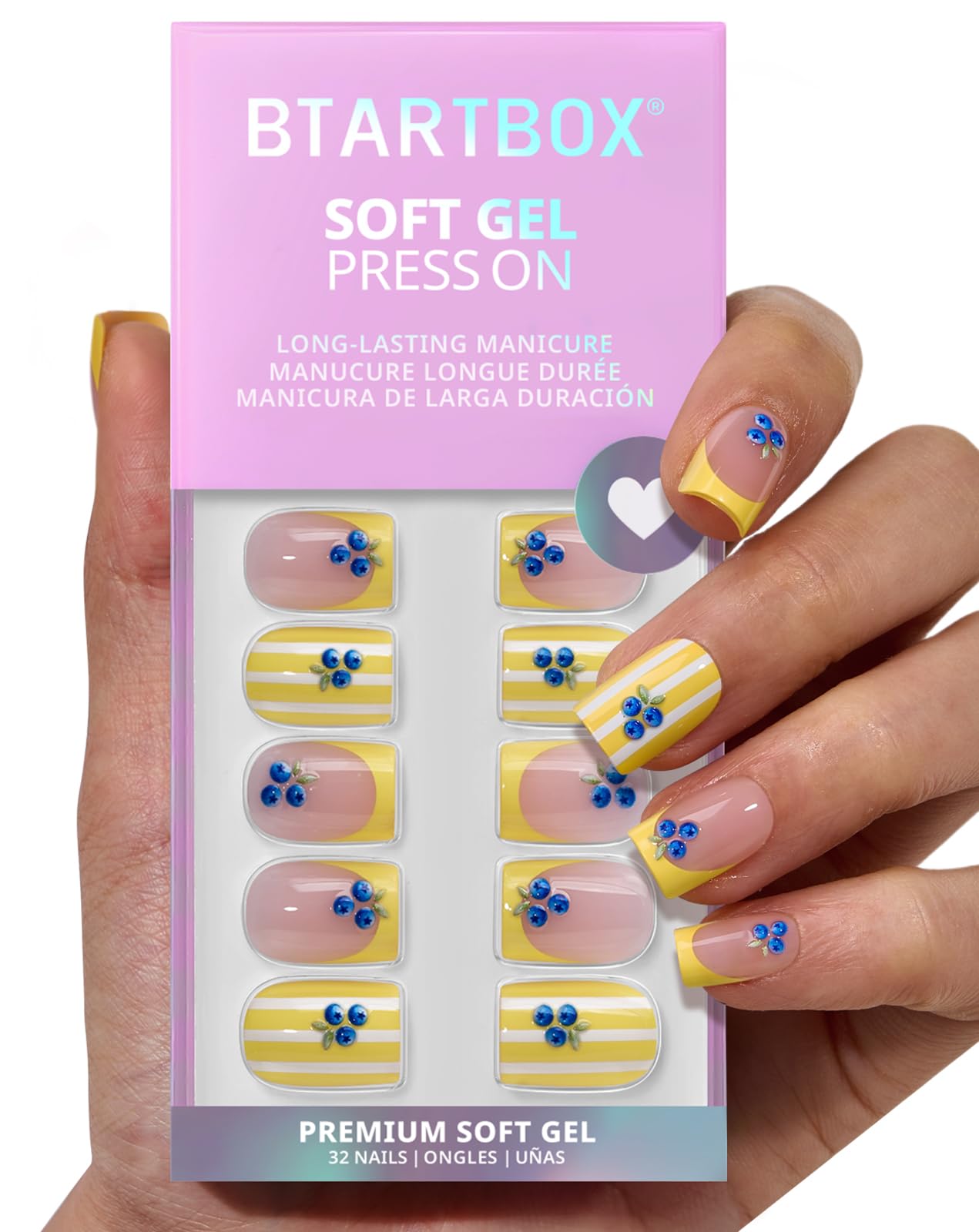 BTArtbox uñas frances-tip Blueberry Rain, aplicación rápida para estilo diario