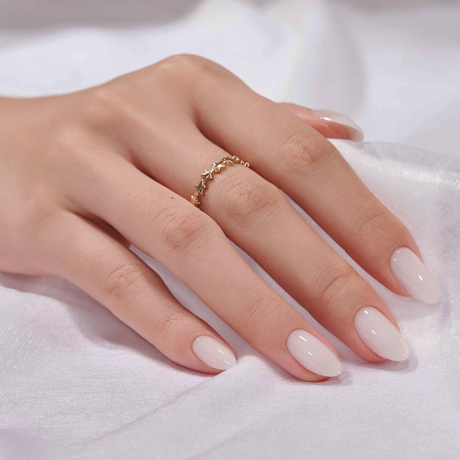 BTArtbox uñas postizas blancas en gel suave con acabado natural para uso diario