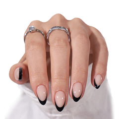 BTArtbox uñas postizas Frances negro en forma almendra para ocasiones.