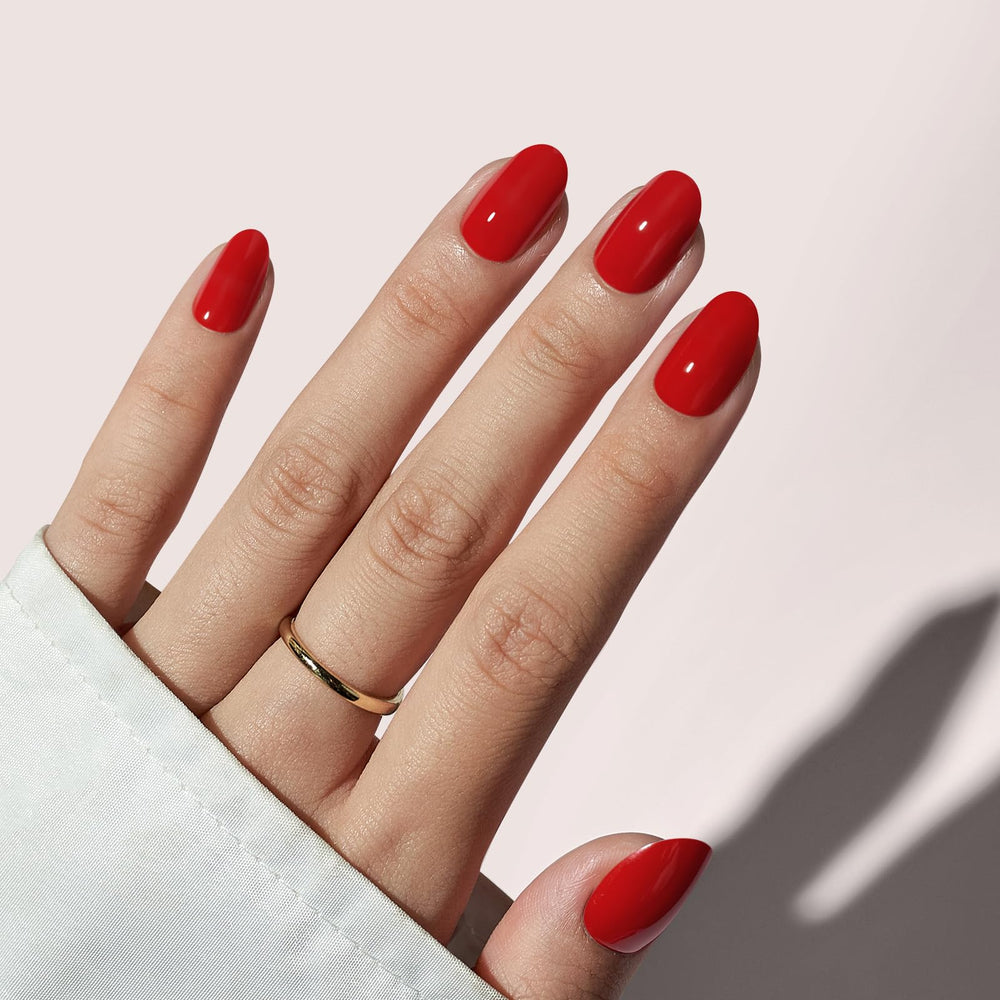 BTArtbox uñas postizas cortas rojas vino especiado para un aspecto natural.