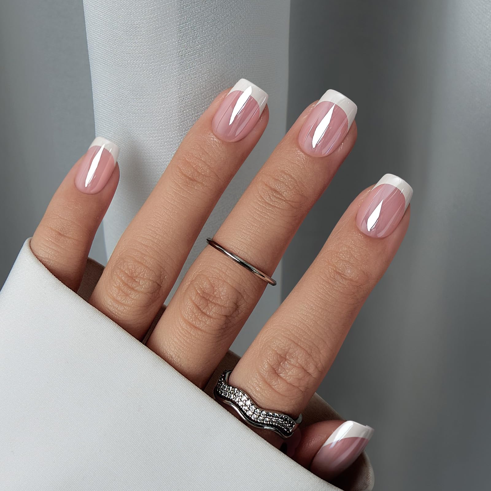 BTArtbox uñas postizas cuadradas con brillo cromado