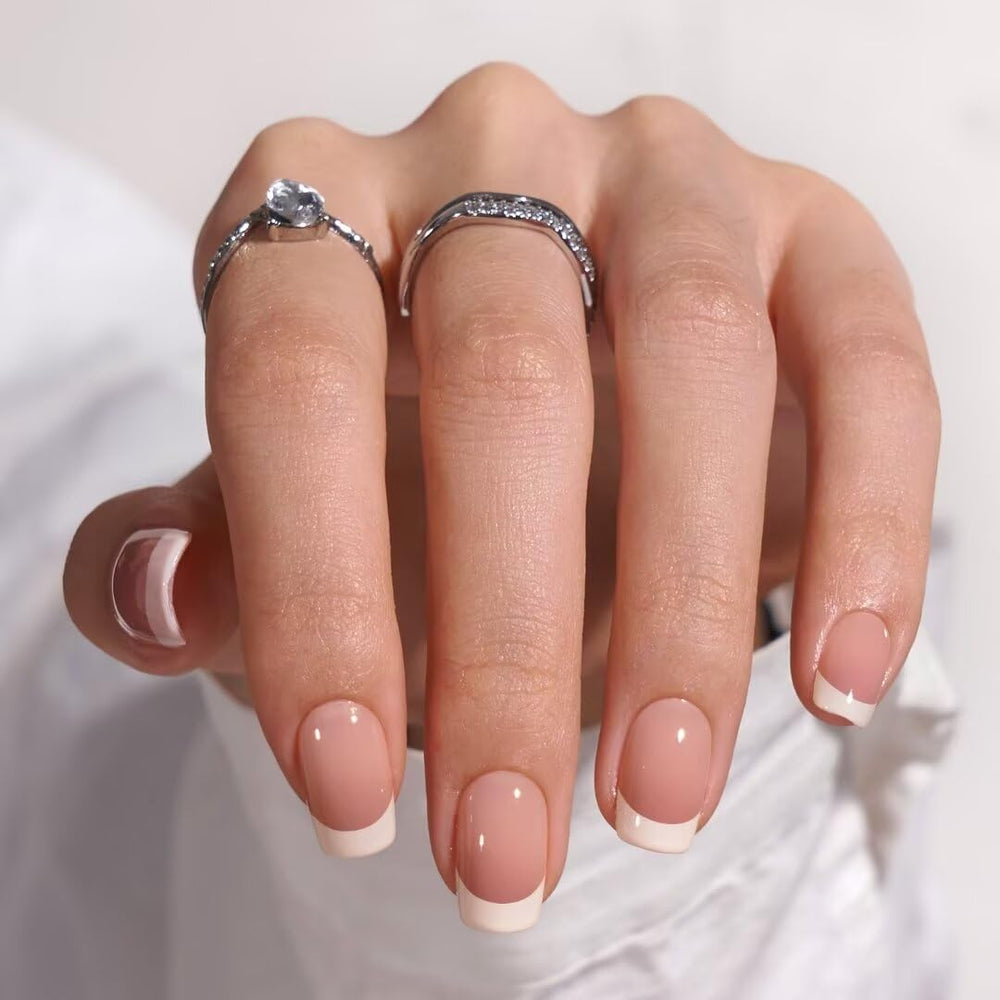 BTArtbox uñas postizas cuadradas con punta francesa, look duradero para manicura.
