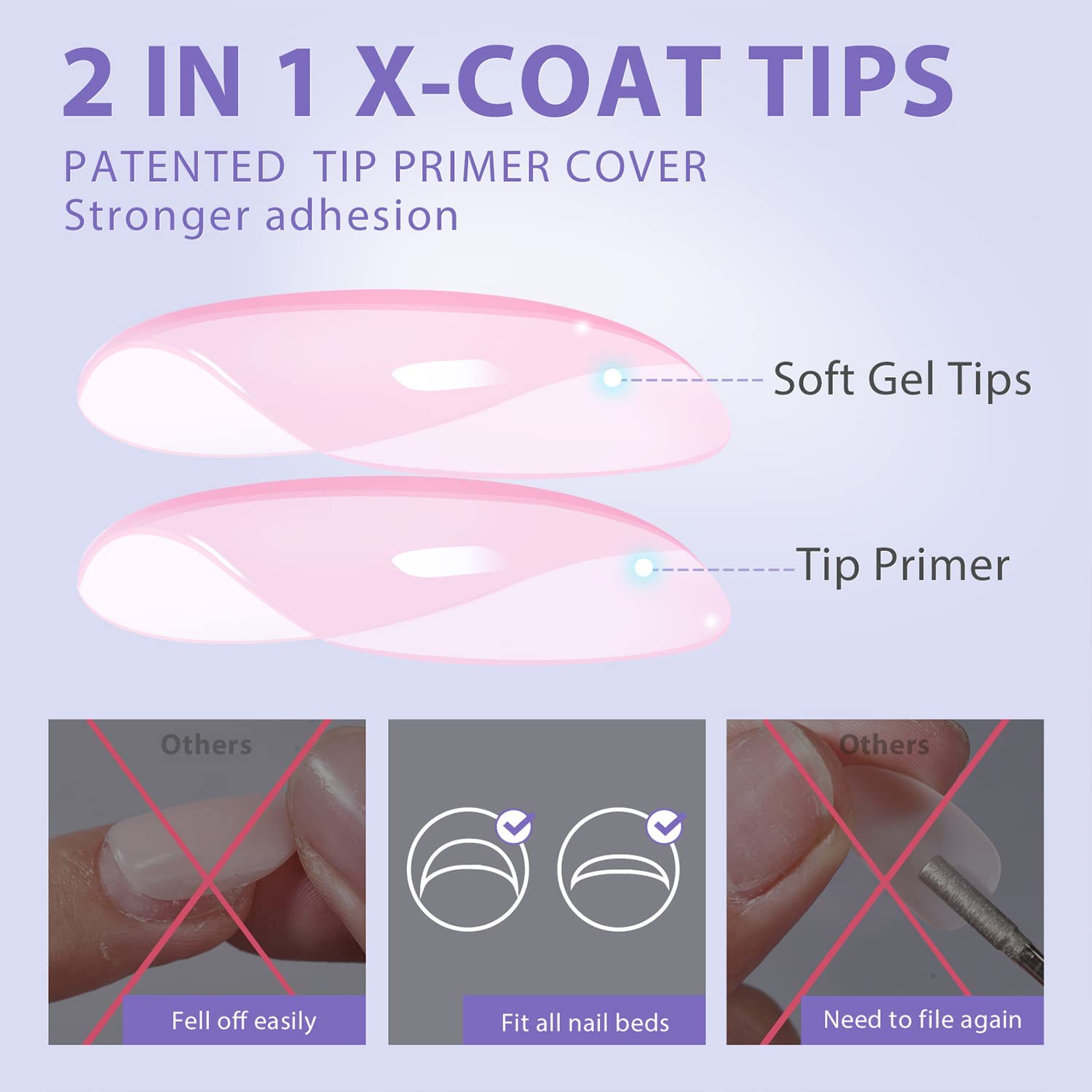 BTArtbox XCOATTIPS diseño ultra-fit para ajuste cómodo en la cutícula.