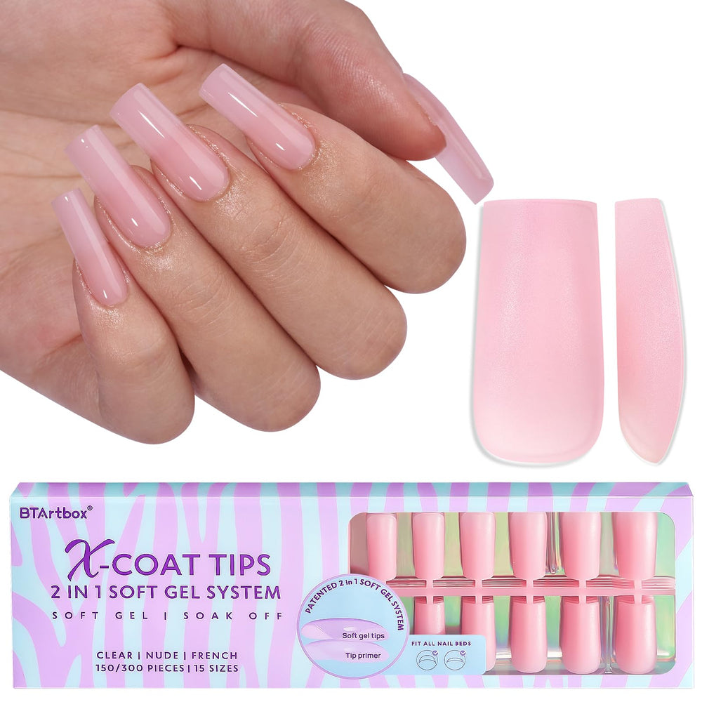 BTArtbox XCOATTIPS puntas uña mate para adherencia mejorada.
