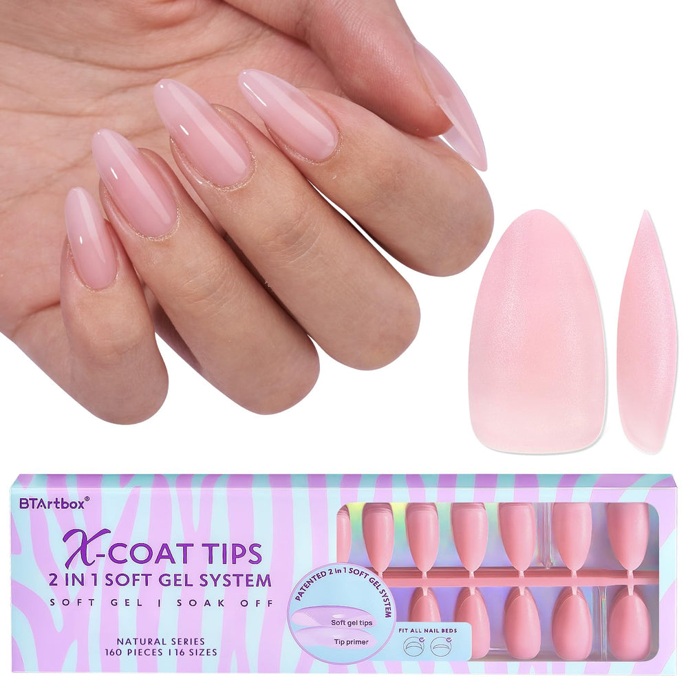 BTArtbox XCOATTIPS, unas naturales mate almendra media para aspecto natural.