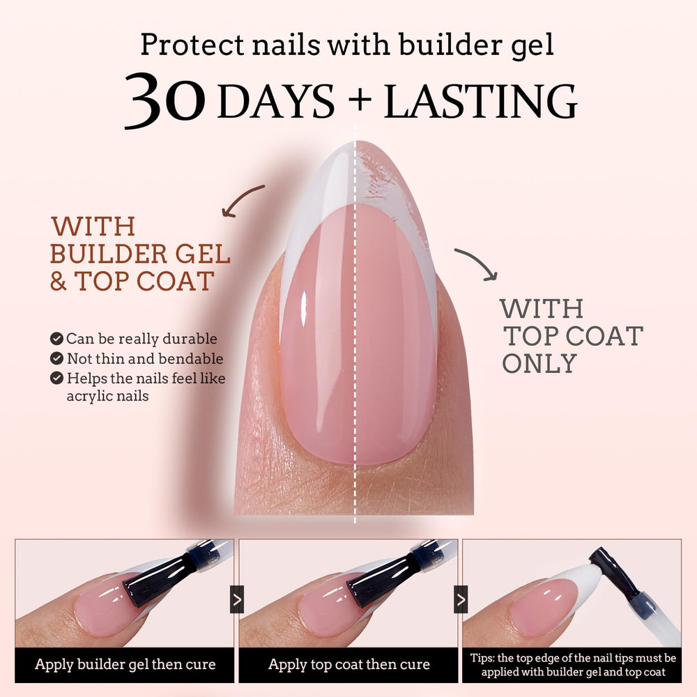 BTArtboxnails extra-short almond tips for comfortable natural fit.