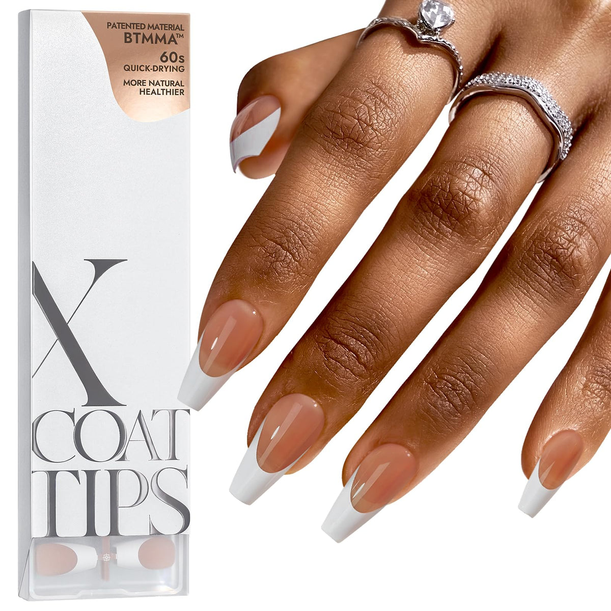 BTArtboxnails French Tip nails brown coffin shape for natural-looking extensions