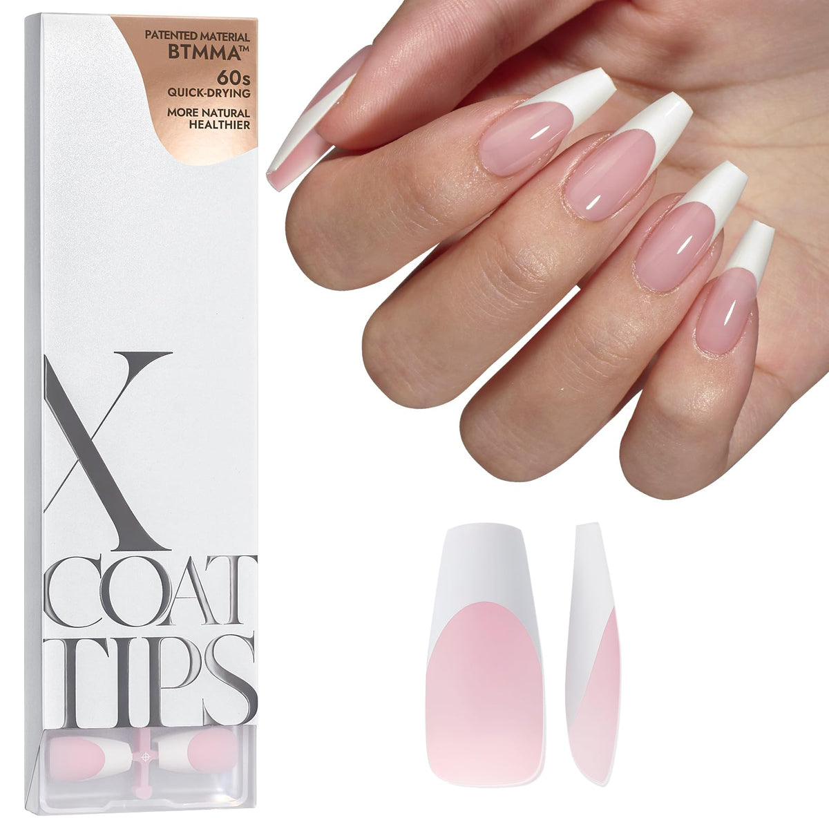 BTArtboxnails French tip pink coffin tips for easy at-home manicure