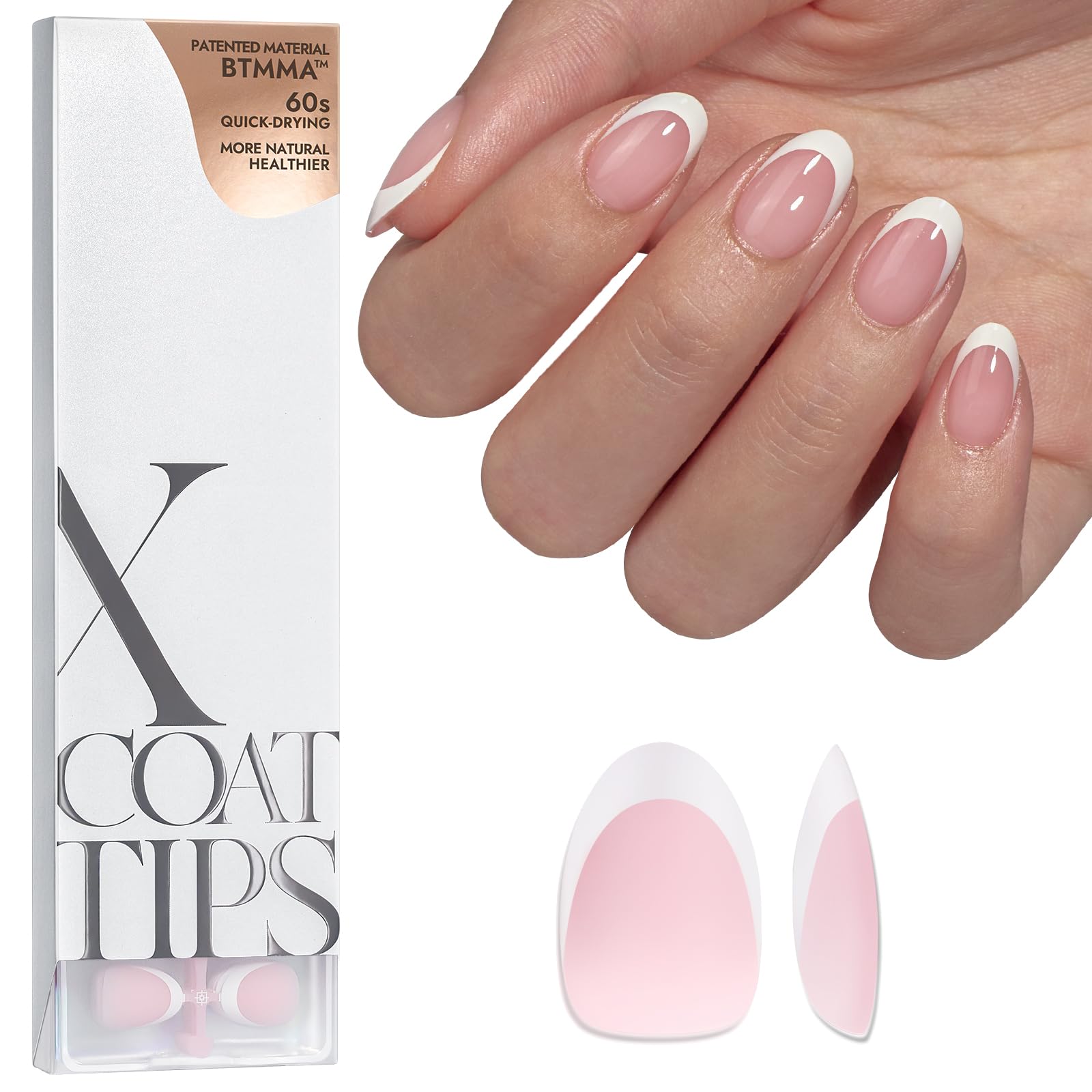BTArtboxnails French tip press-on nails pack with 160 pieces for quick manicure.
