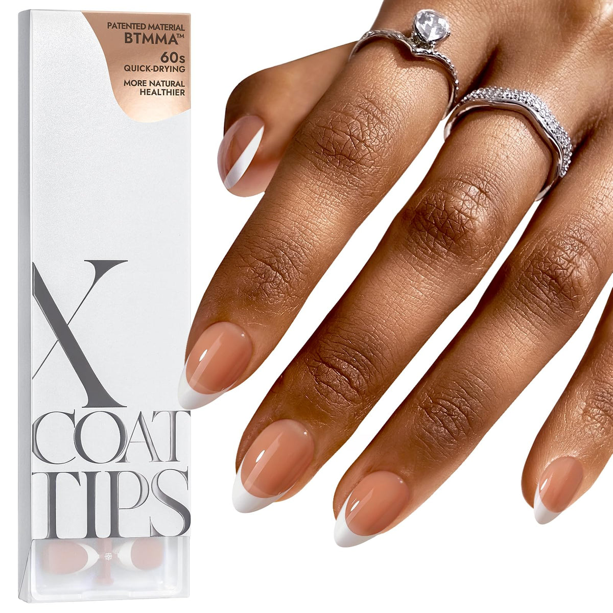 BTArtboxNails French tip press-on nails in brown short almond for chic manicure