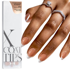 BTArtboxNails French tip press-on nails in brown short almond for chic manicure
