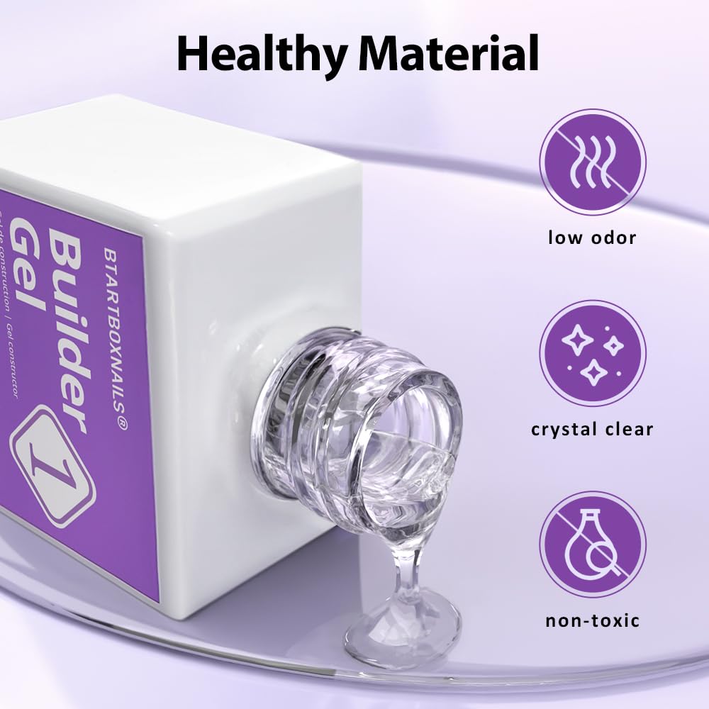 Top coat over builder gel provides shine and protection.