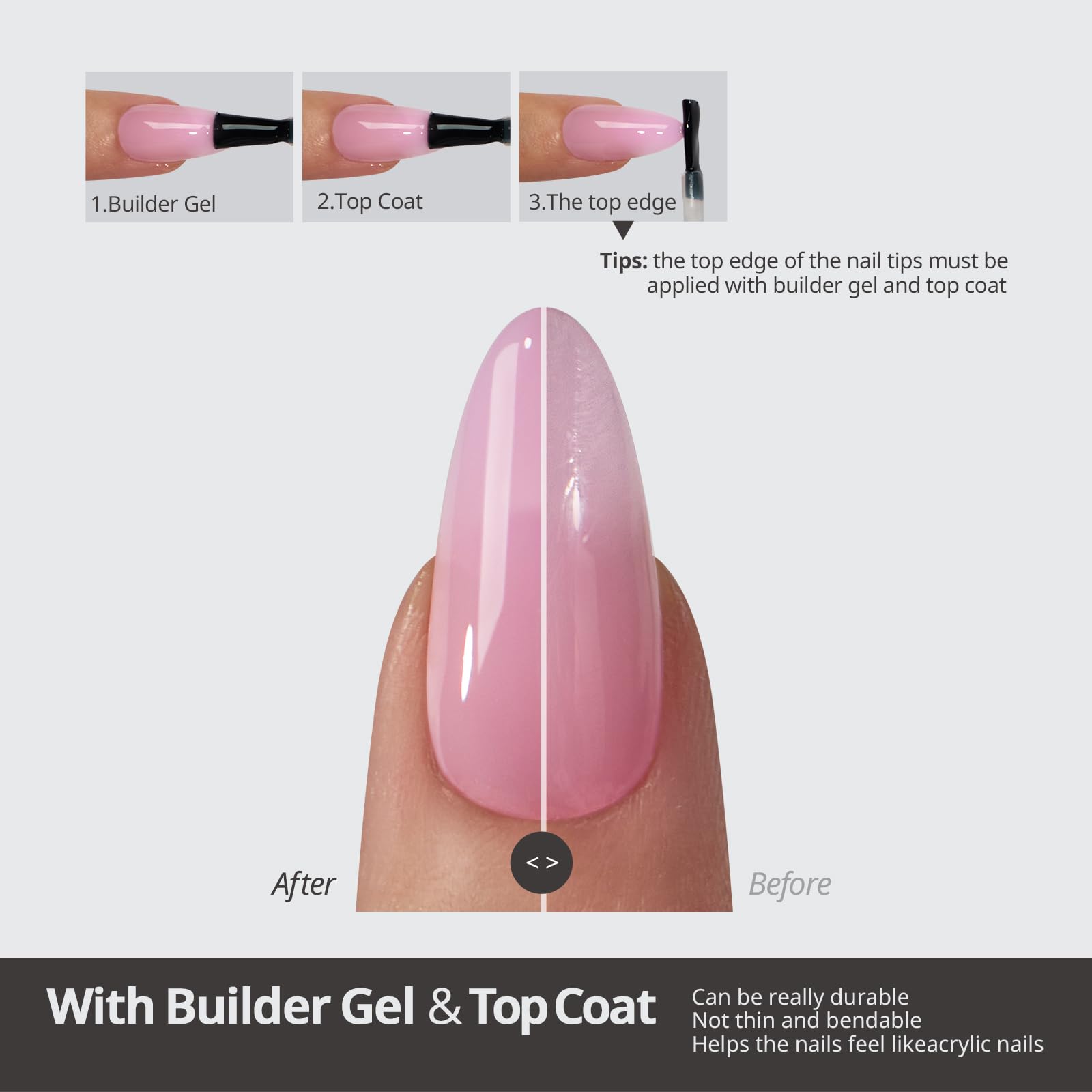 BTArtboxnails XCOATTIPS gel suave que aporta confort y aspecto natural.
