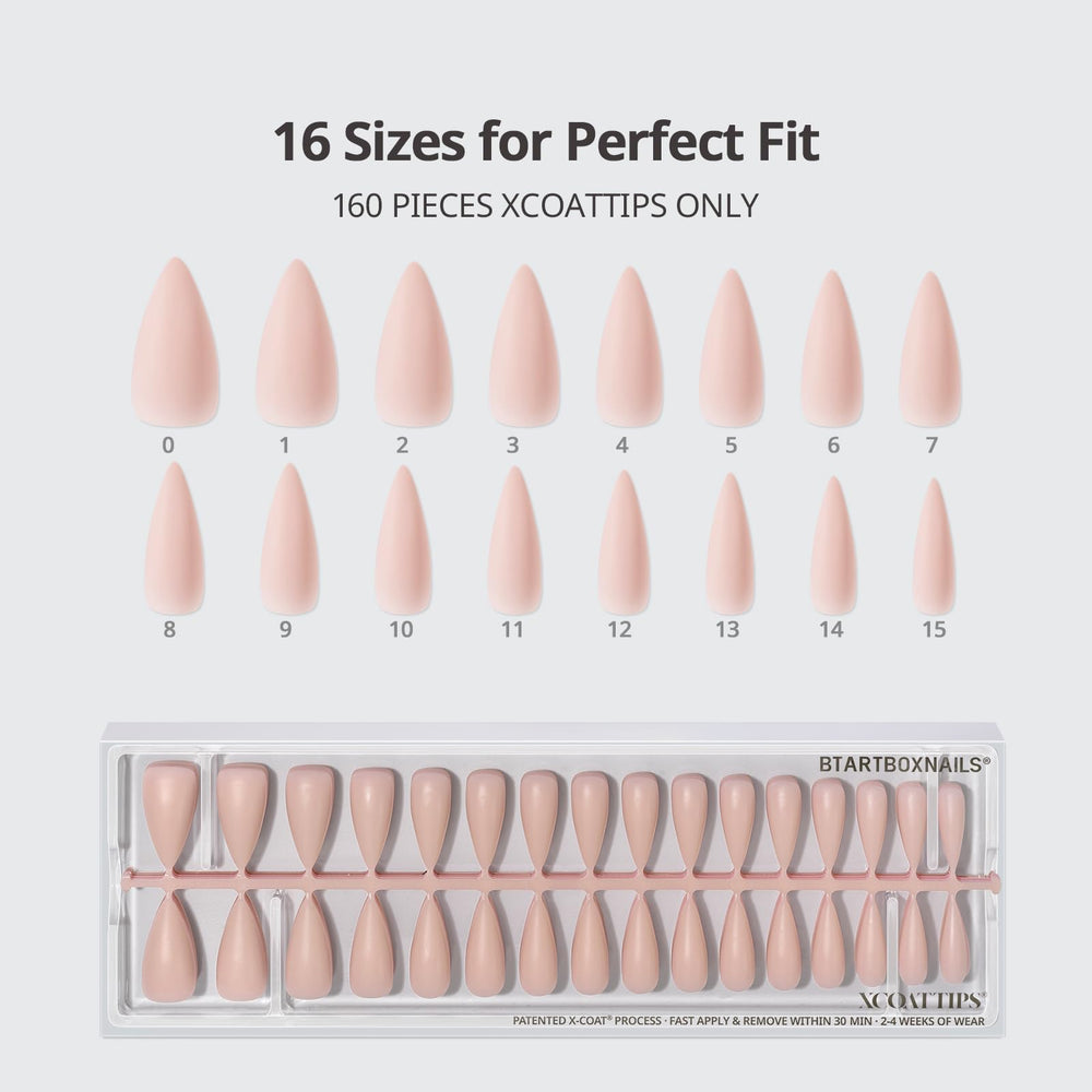 16 tallas BTArtboxnails XCOATTIPS para ajuste perfecto